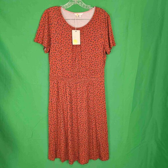NWT Boden Womens Rust Brown Floral Day Dress 8R 8 Regular - Picture 1 of 5